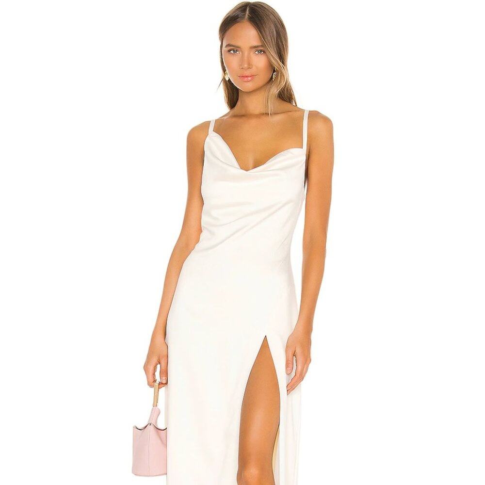 Revolve Camila Coelho Reyna Maxi Dress in Pearl White Size Medium NWT